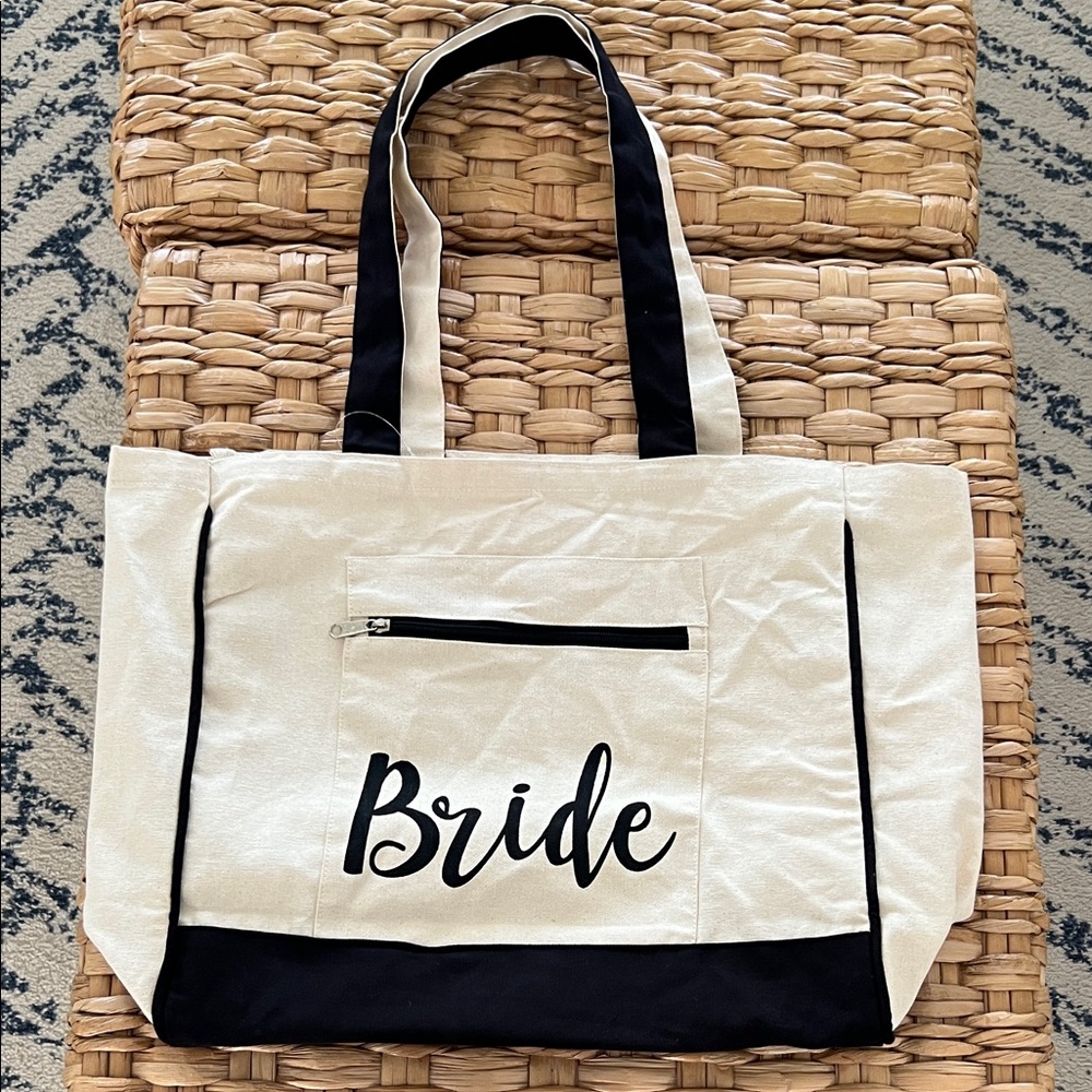 Bride Canvas Tote Bag - Black and White